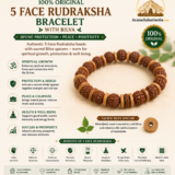 5 Face Nepal Rudraksha Bracelet with Bilva  10mm